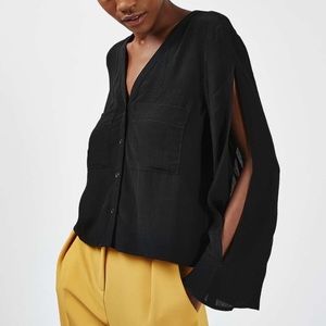 Topshop Long Sleeve Button Down with Split Sleeve